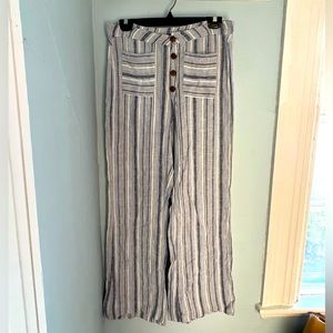 Indigo Rein Blue and White Striped Wide Leg Pants